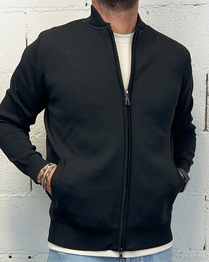 Maglia Mod. Bomber OVER-D Tasche Filetto Nera