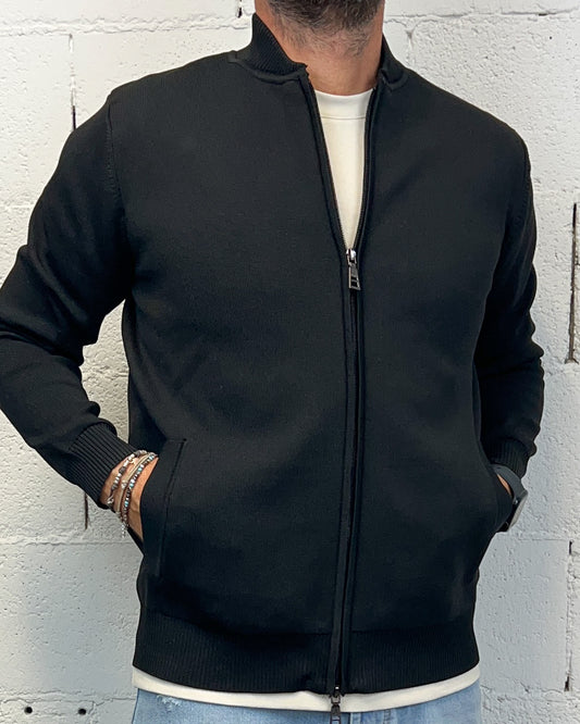 Maglia Mod. Bomber OVER-D Tasche Filetto Nera