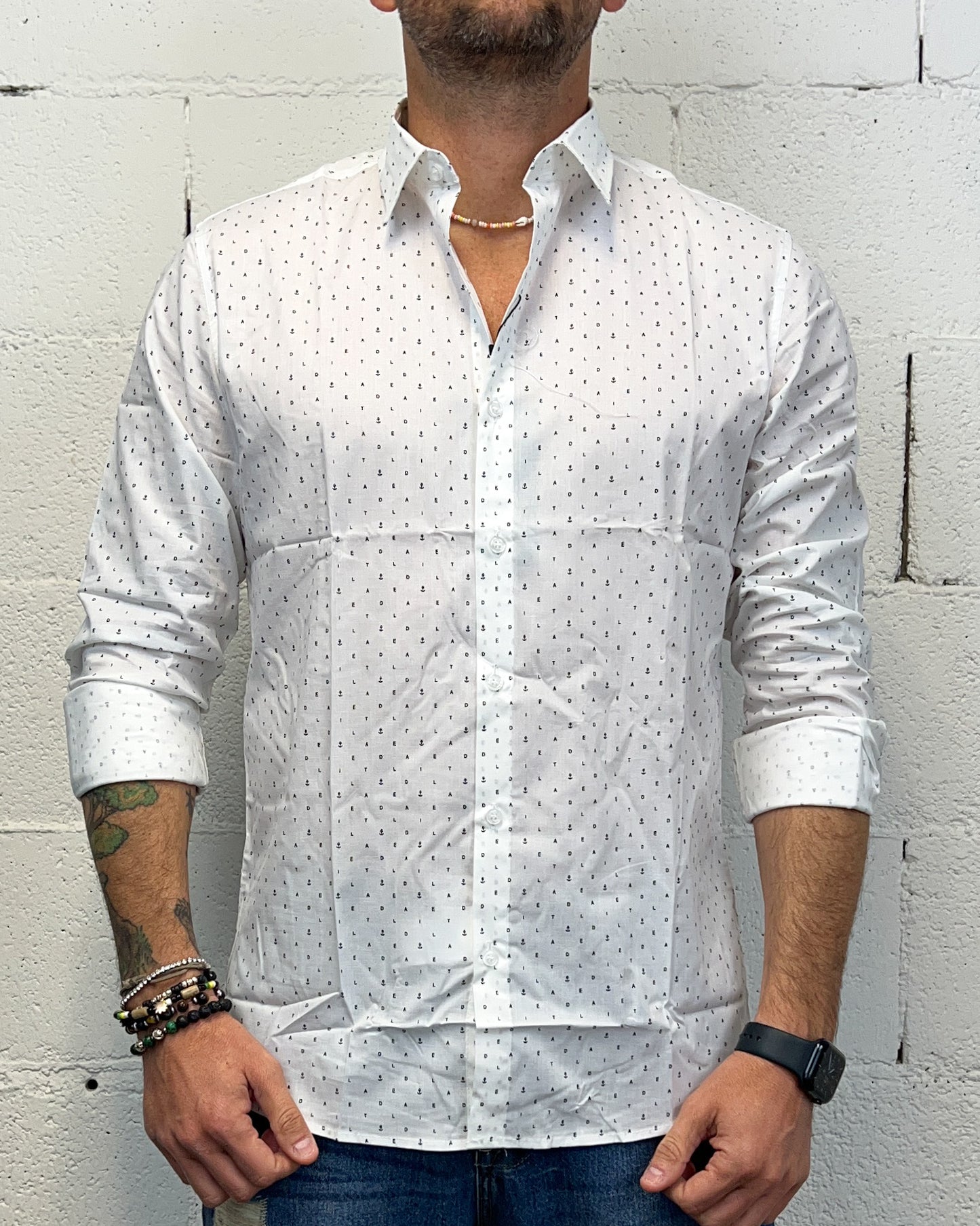 Camicia Cotone LURVY Anchor White