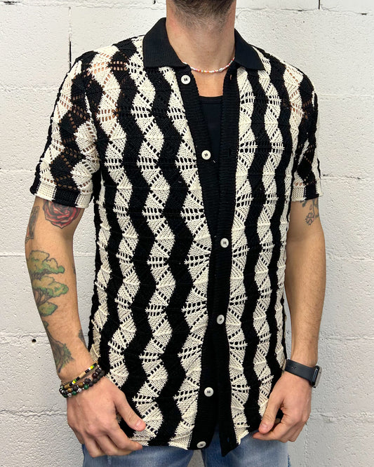 Maglia Aperta OVER-D Strutturata Nera