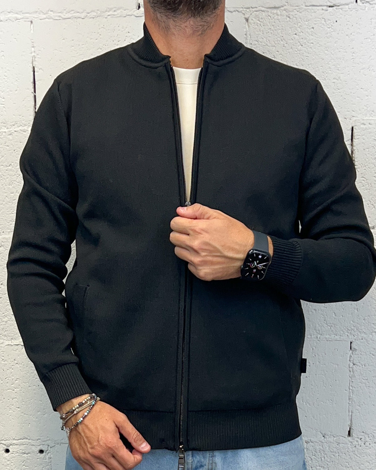 Maglia Mod. Bomber OVER-D Tasche Filetto Nera