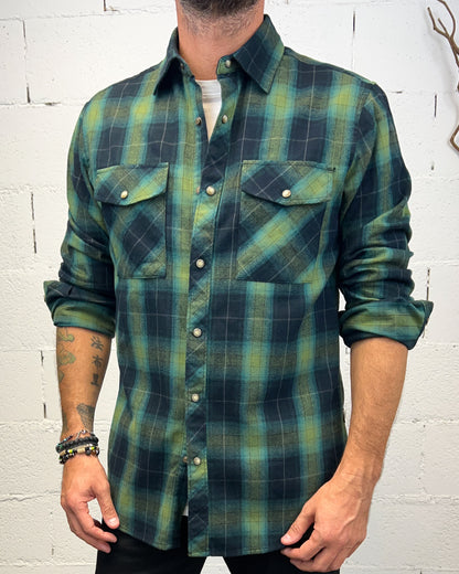 Camicia Forest GIANNI LUPO Bott Madreperla Green