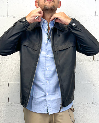 Giacca Camicia Ecopelle GIANNI LUPO Black