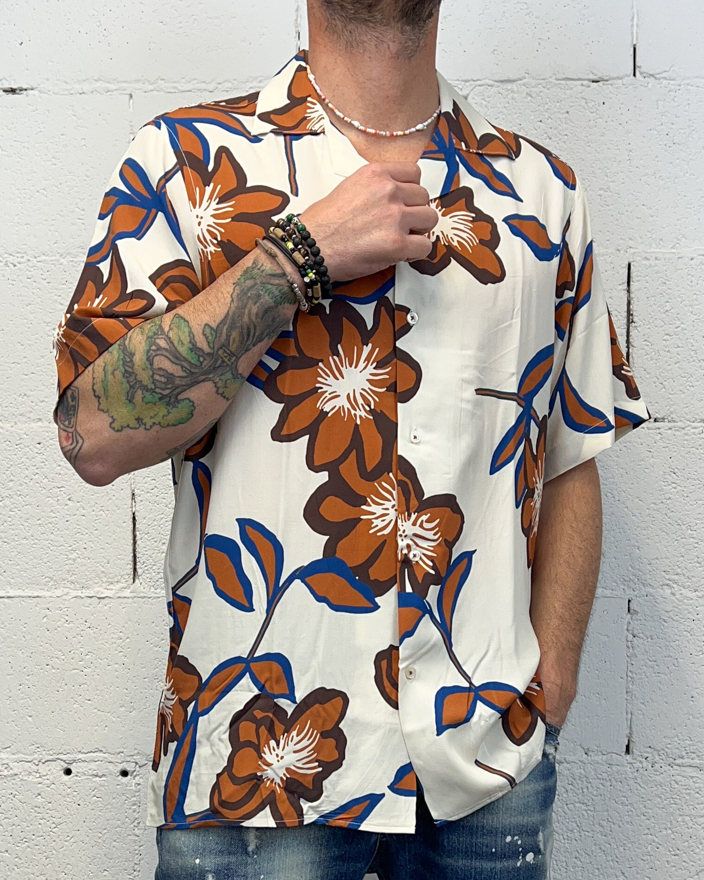 Camicia Viscosa Scollo Bowling OVER-D Hawaii