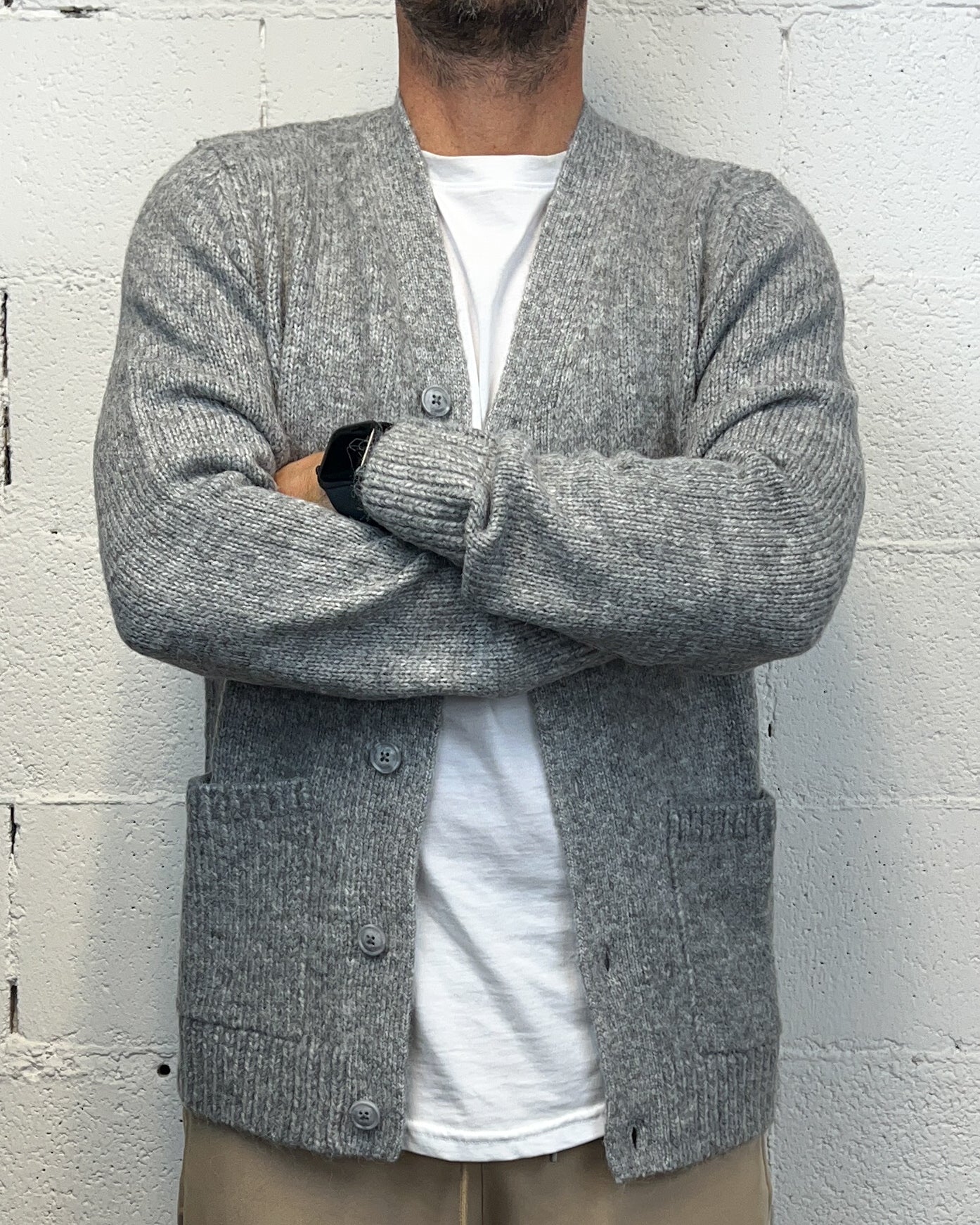 Cardigan Wool OVER-D Grigio