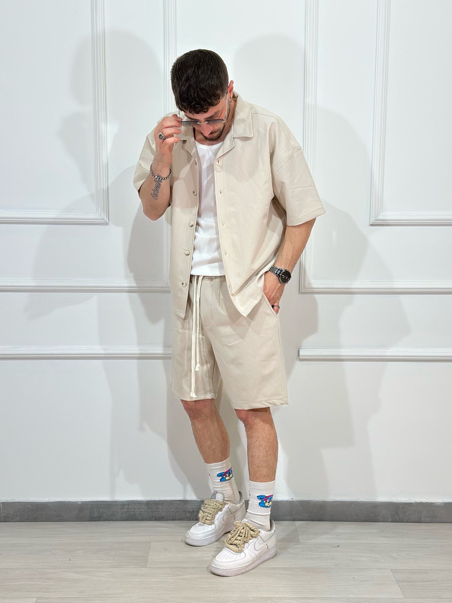 Coordinato Boys Bermuda + Camicia JUST WEST Panna