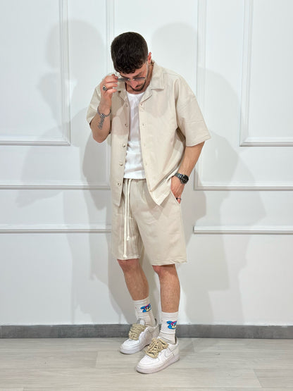 Coordinato Boys Bermuda + Camicia JUST WEST Panna