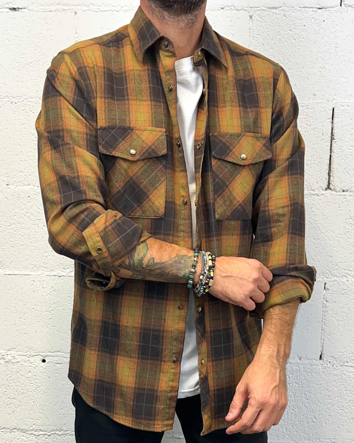 Camicia Forest GIANNI LUPO Bott Madreperla Camel
