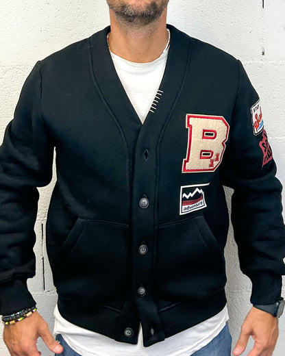 Cardigan Felpa Patch BL11 Cropped Nero