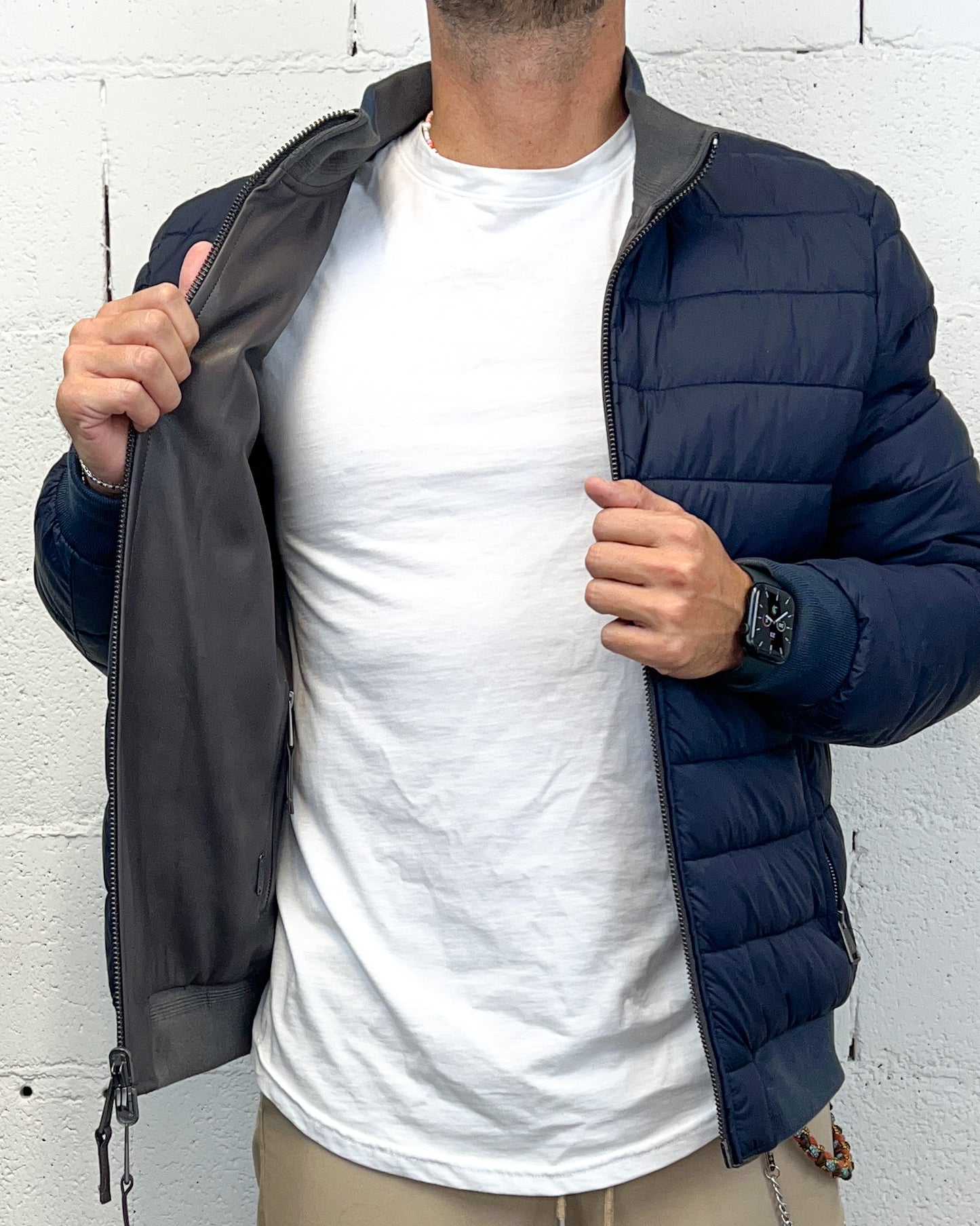 Bomber Ecopelle/Piumino Reversibile 2in1 GIANNI LUPO Dark Grey
