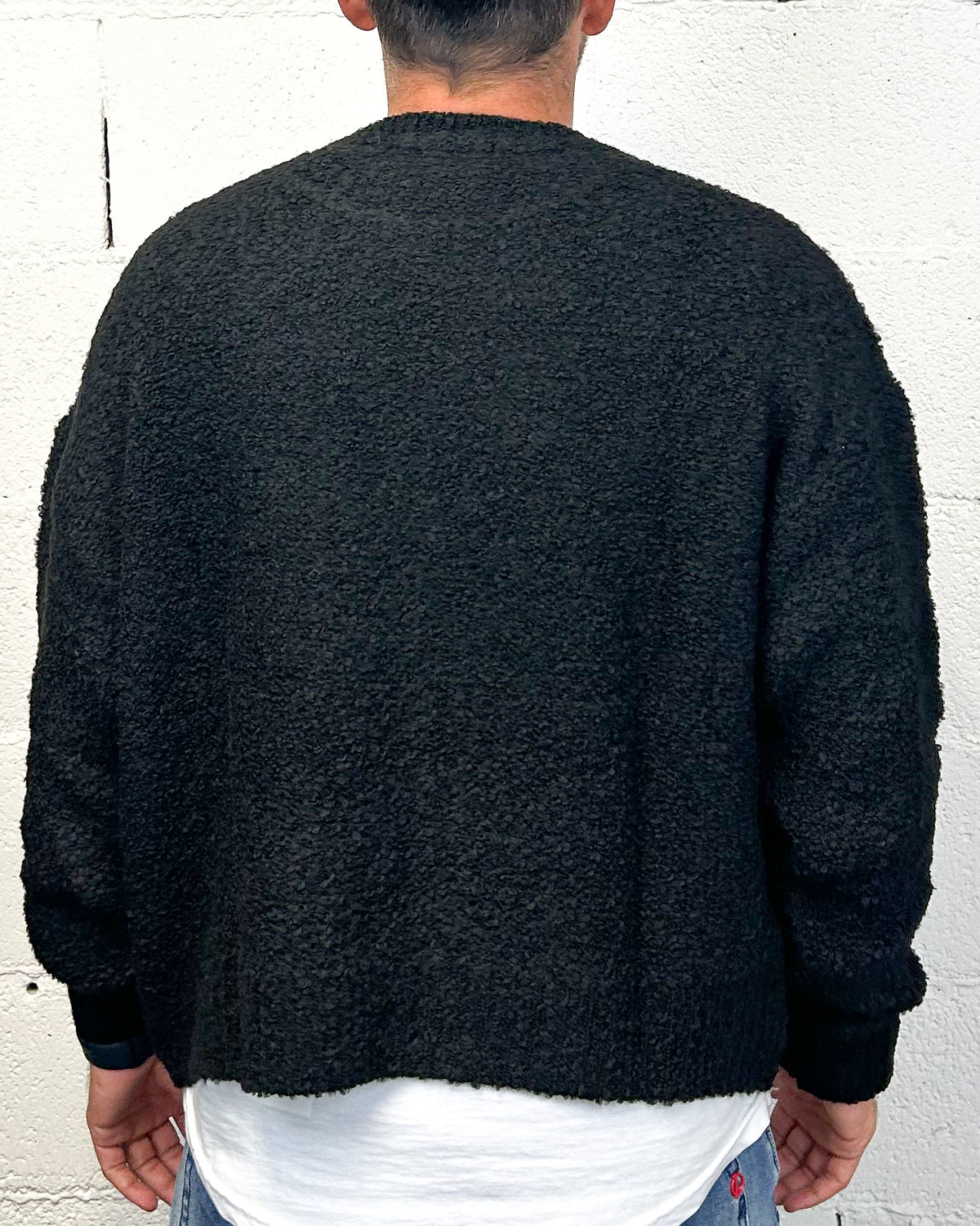 Maglione Cropped OVER-D Bouclè Nero