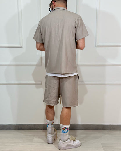 Coordinato IBIZA Bermuda + Camicia JUST WEST Fango