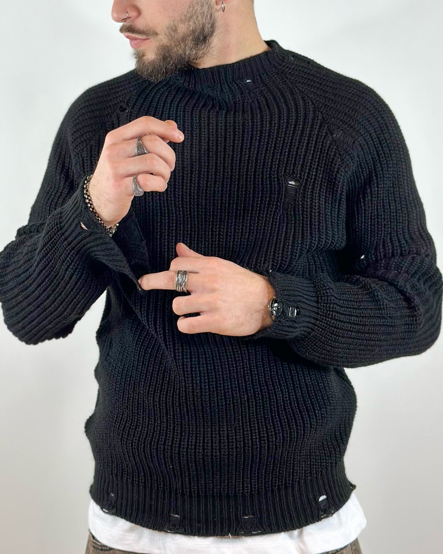 Maglione Con Rotture ONLYONE Nero