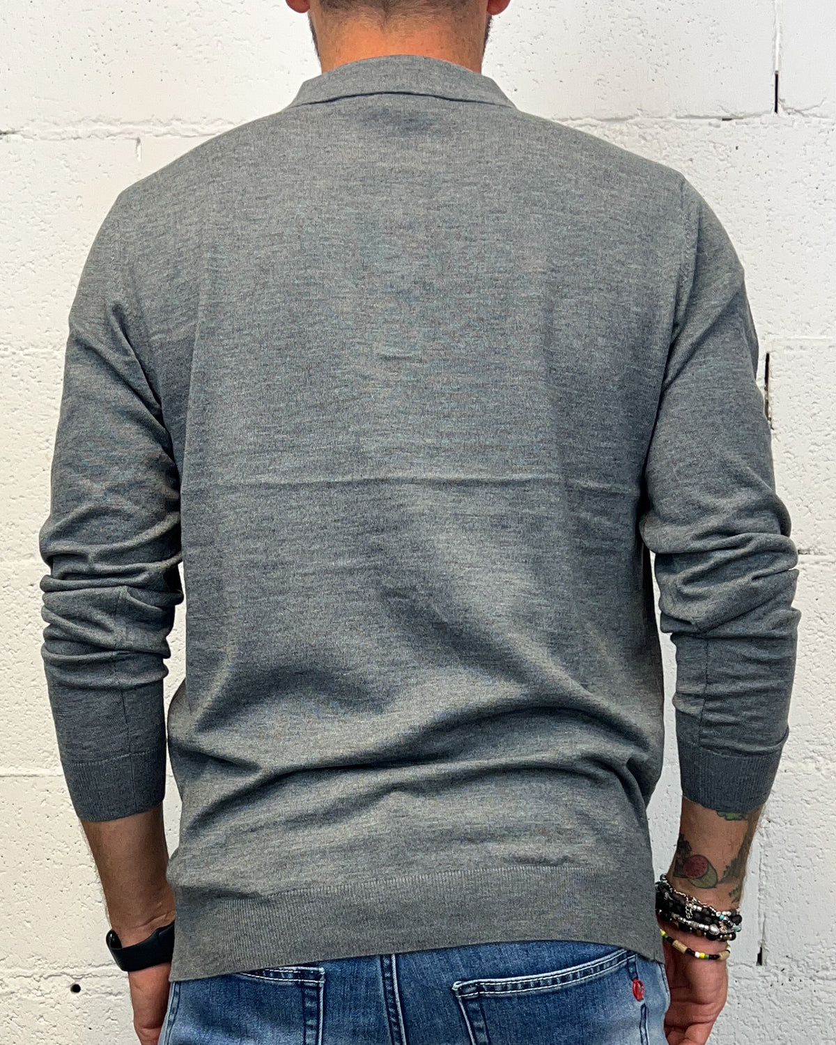 Polo Wool Manica Lunga OVER-D Grigio