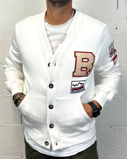 Cardigan Felpa Patch BL11 Cropped OffWhite