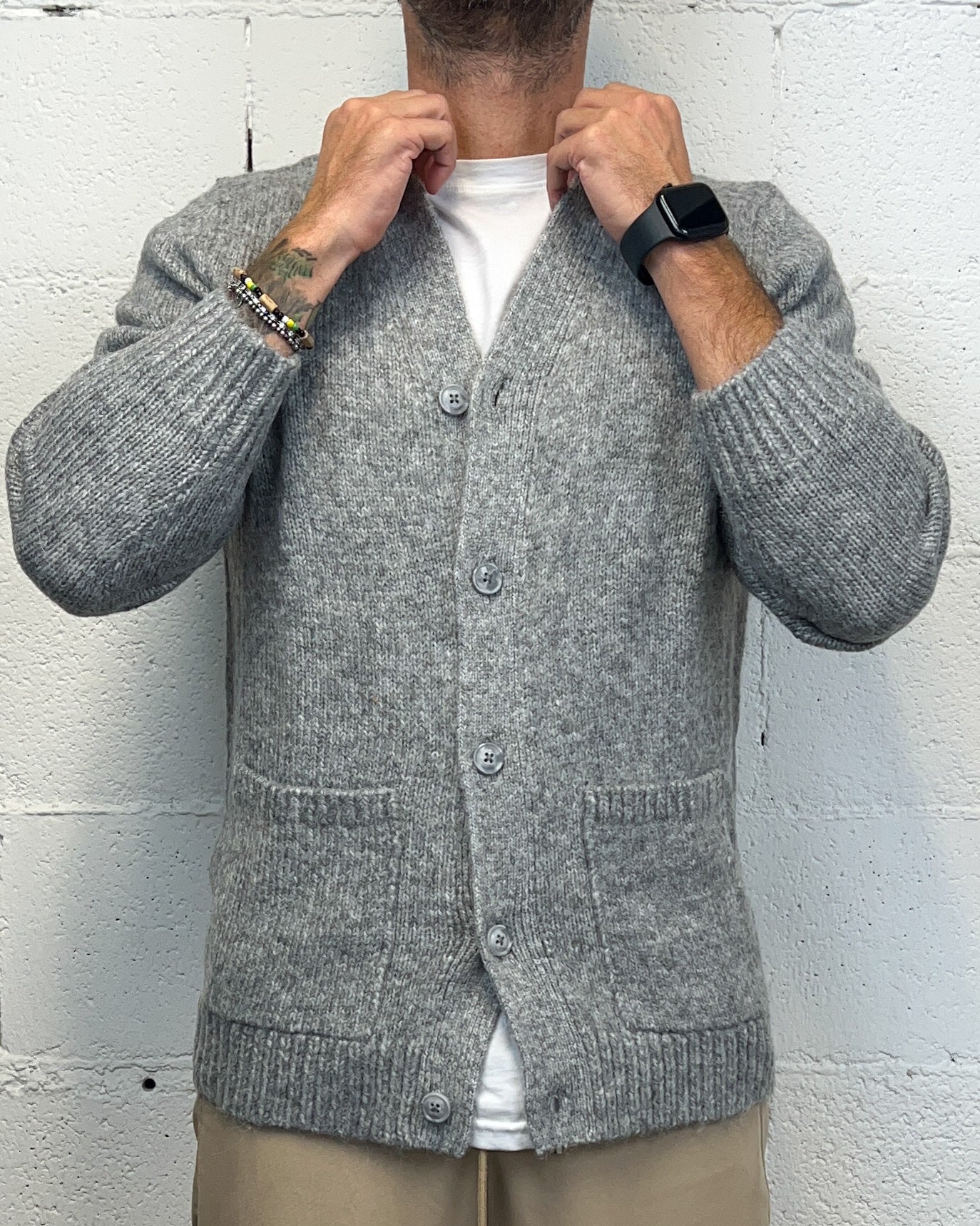 Cardigan Wool OVER-D Grigio