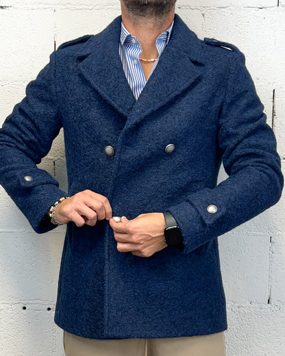 Cappottino Corto Lana Cotta OVER-D Mod.Peacot Blu