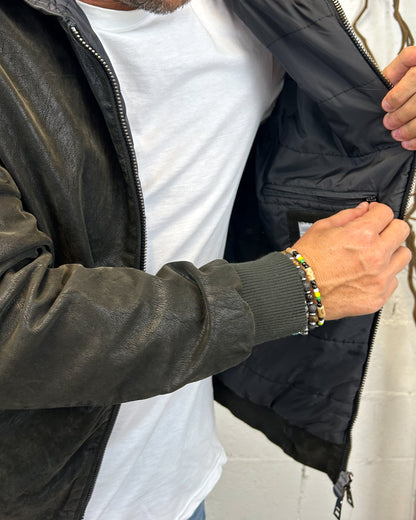 Bomber Ecopelle Effetto Invecchiato OVER-D Nero