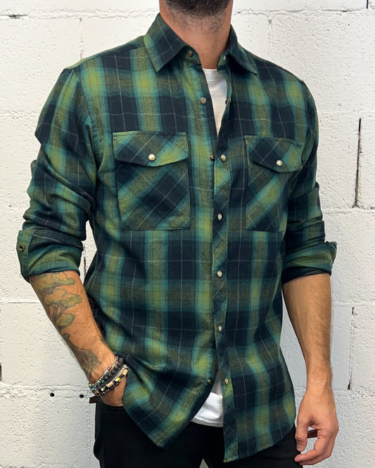 Camicia Forest GIANNI LUPO Bott Madreperla Green