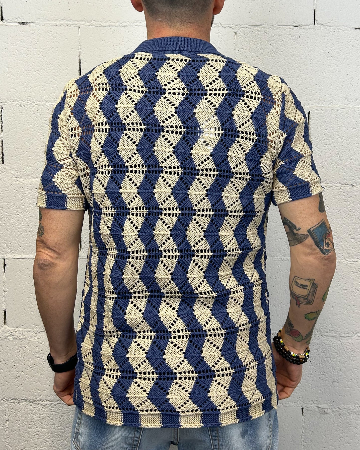 Maglia Aperta OVER-D Strutturata Blu
