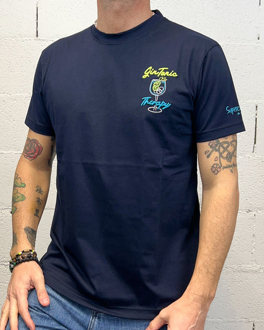 T-shirt SUPERCULTURE Gin Therapy Blu