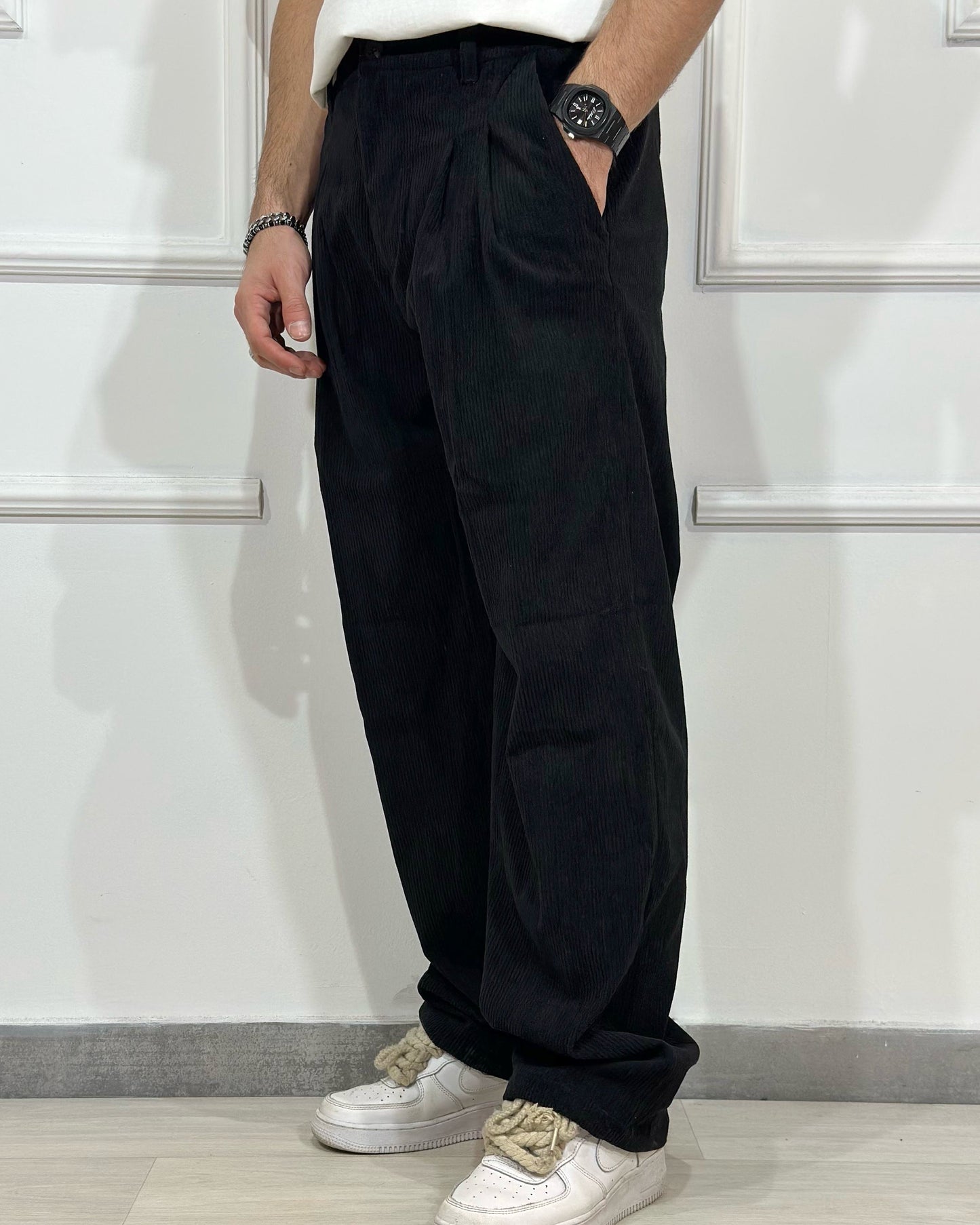 Panta Elegance fondo Ampio CHROY nero velluto