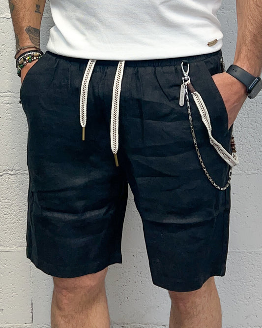 Bermuda Lino GIANNI LUPO Nero
