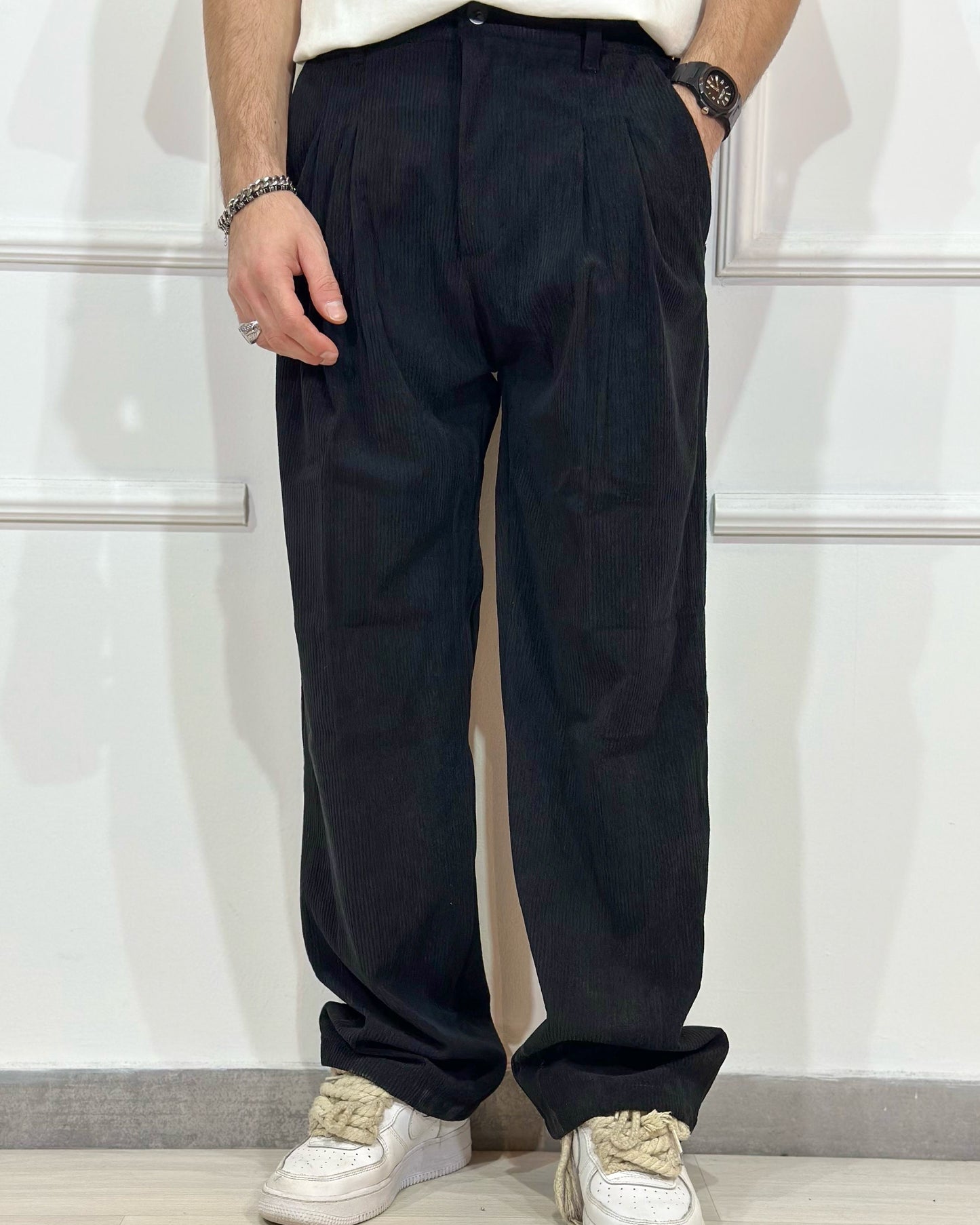 Panta Elegance fondo Ampio CHROY nero velluto