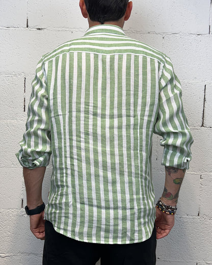 Camicia Lino GIANNI LUPO rigata Verde
