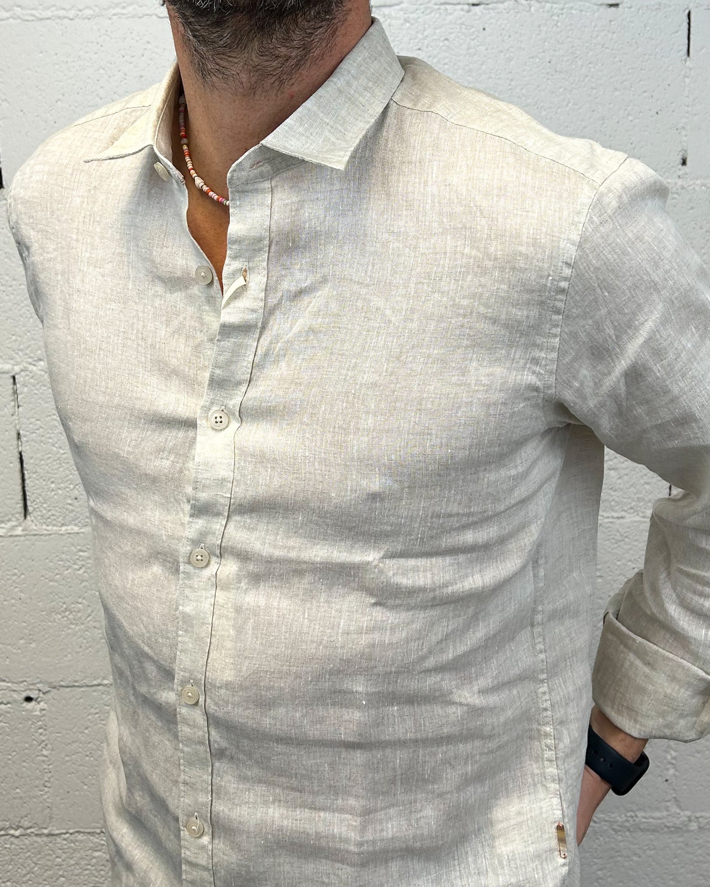 Camicia Lino Classic GIANNI LUPO Beige