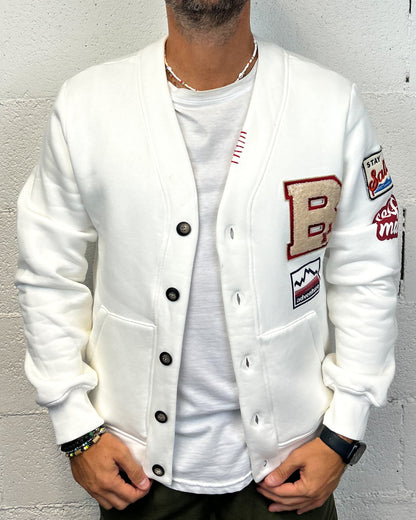 Cardigan Felpa Patch BL11 Cropped OffWhite