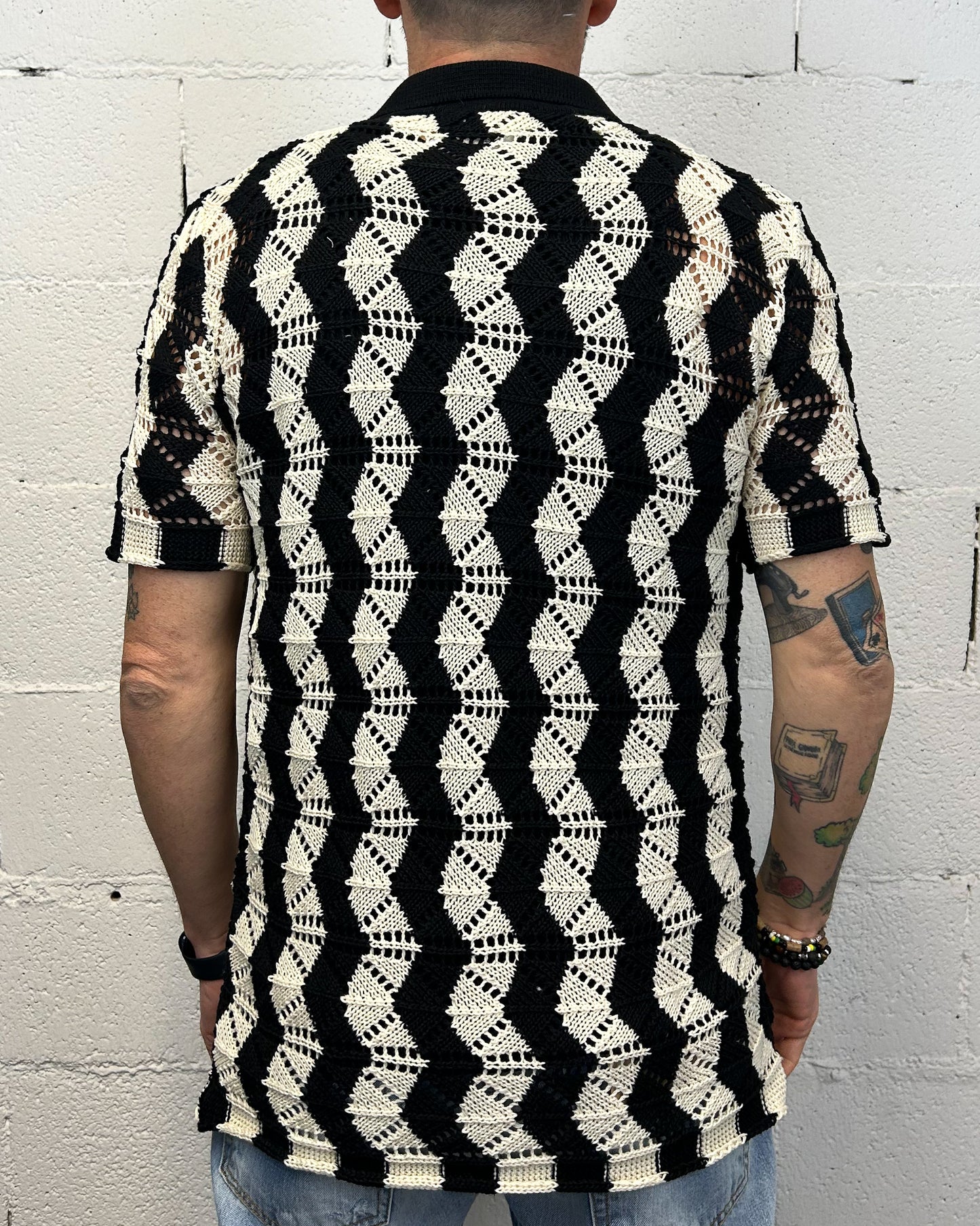 Maglia Aperta OVER-D Strutturata Nera