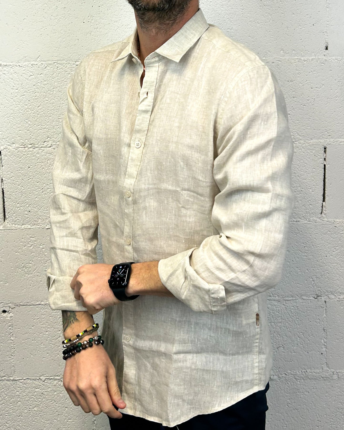 Camicia Lino Classic GIANNI LUPO Beige