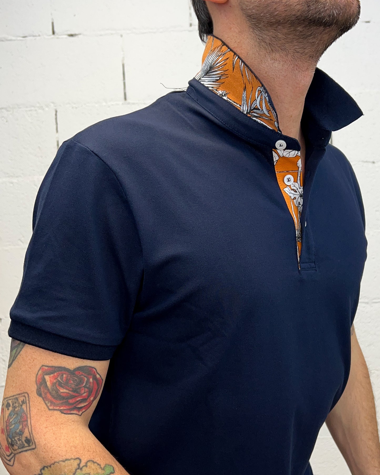 Polo Navy GIANNI LUPO Hawaii Orange