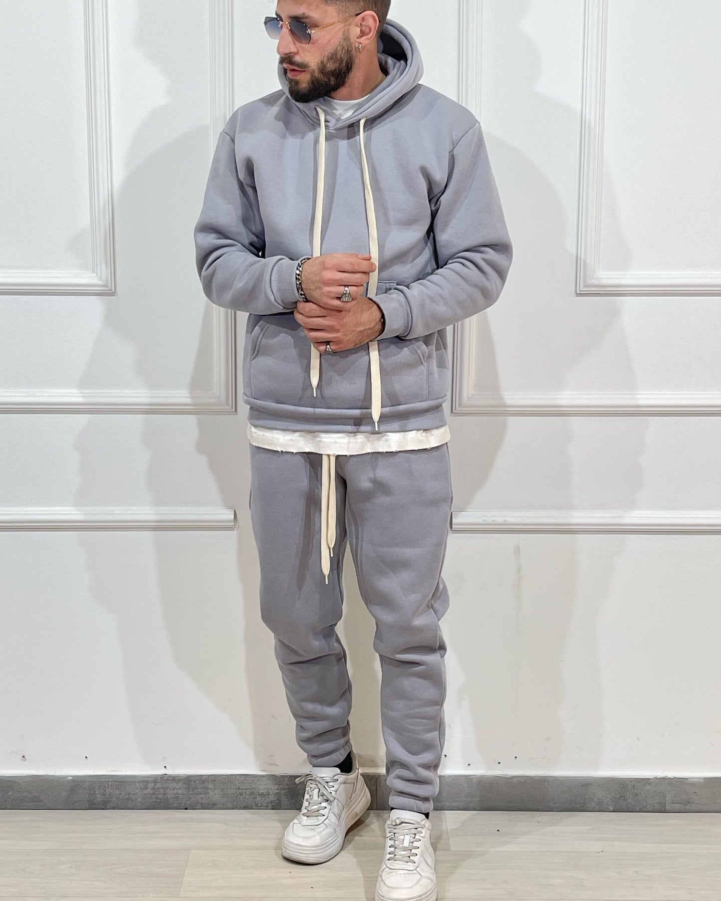 Tuta Completa ONLYONE Felpata Grigio Perla