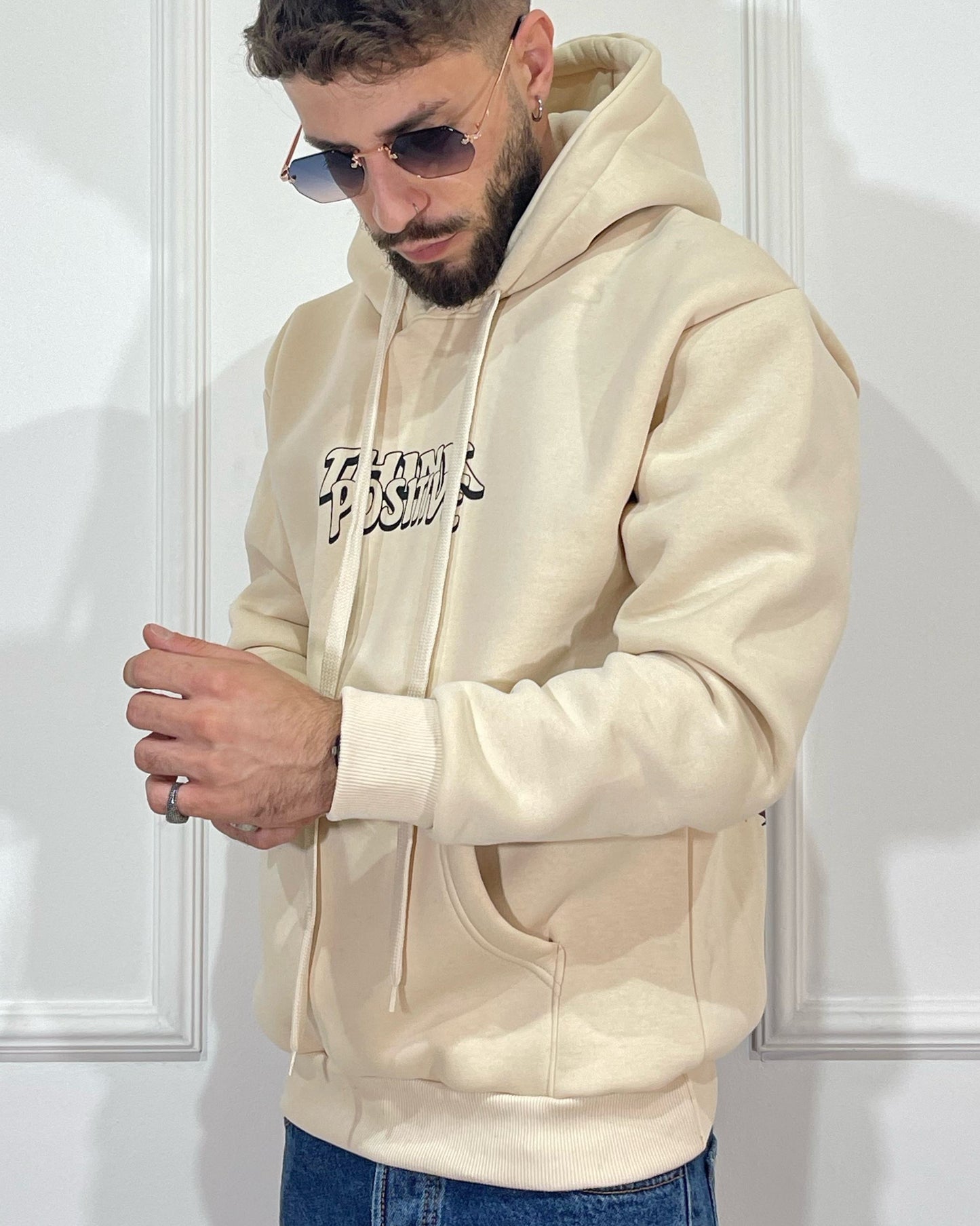 Felpa ADON Think Positive Beige