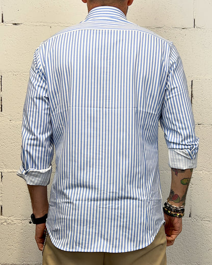Camicia Cotone Elasticizzato GIANNI LUPO Rigata Sky