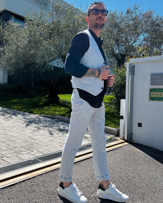 OUTFIT 2 - pantalone Lord Gianni Lupo / Gilet Lord Gianni Lupo / Camicia Lino Blu Gianni Lupo