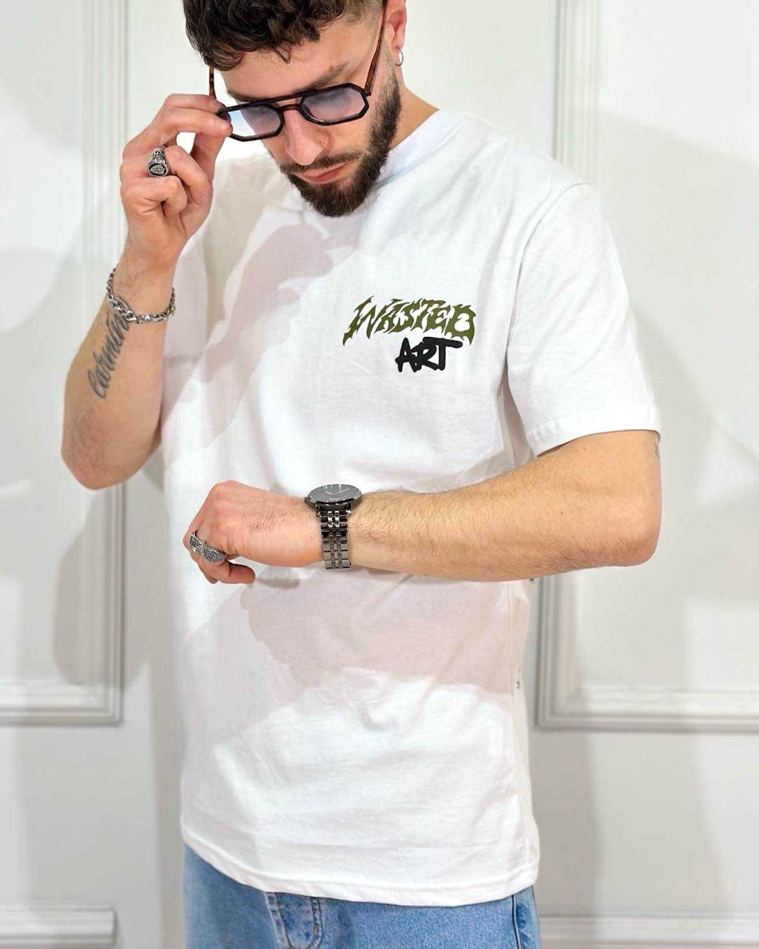 T-Shirt ONLYONE Wasted Art Bianca