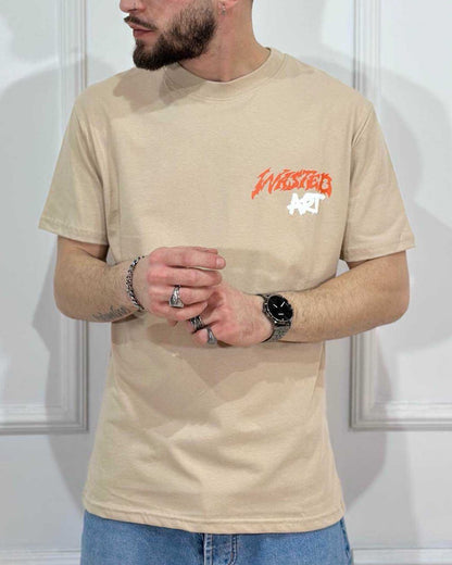 T-Shirt ONLYONE Wasted Art Beige