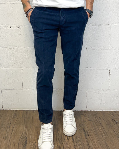 Chino OVER-D Velluto Millerighe Blu