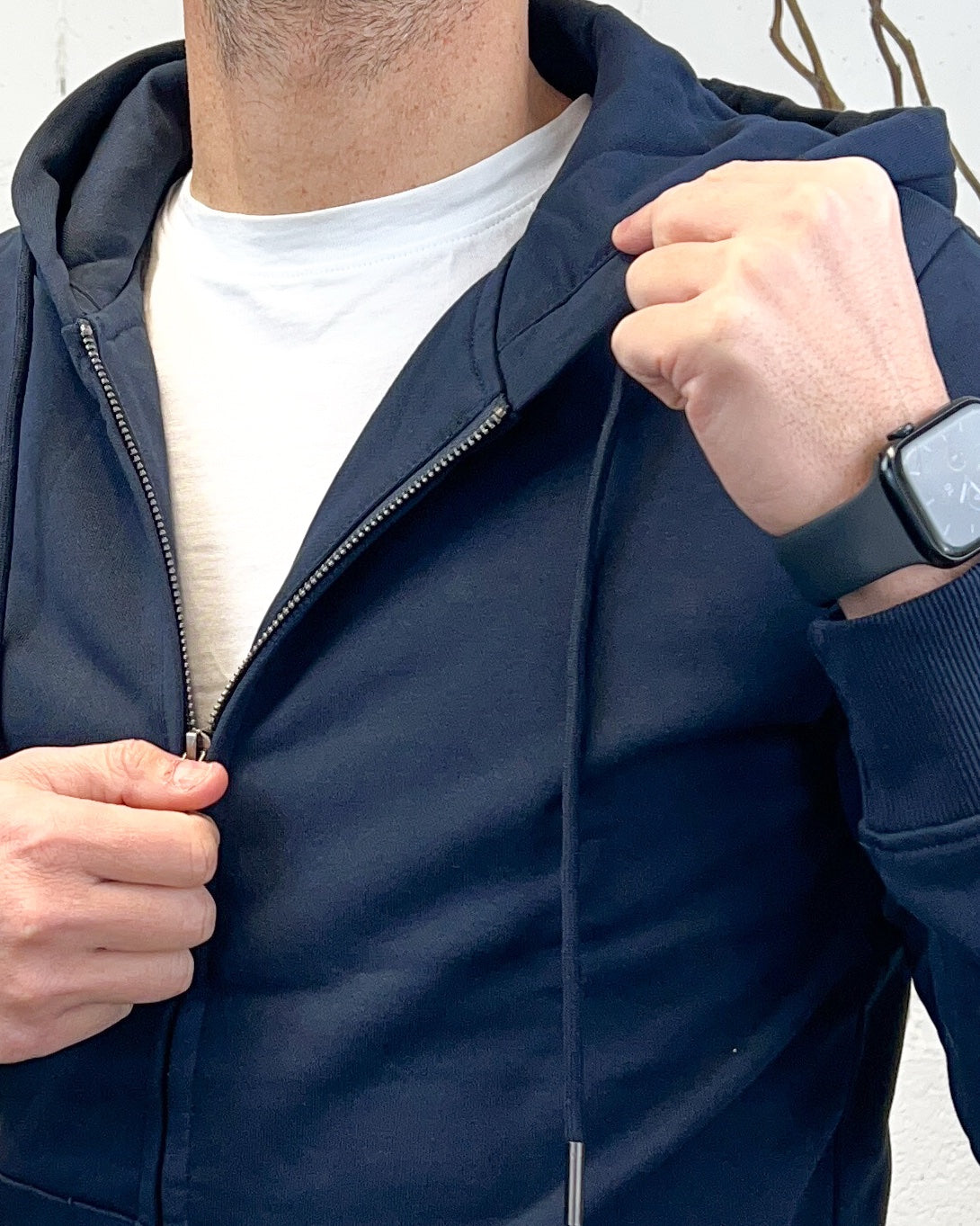 Felpa GIANNI LUPO Basic Zip e Cappuccio Navy