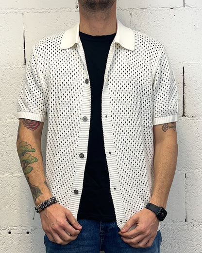Polo Traforata Bottoni GIANNI LUPO White