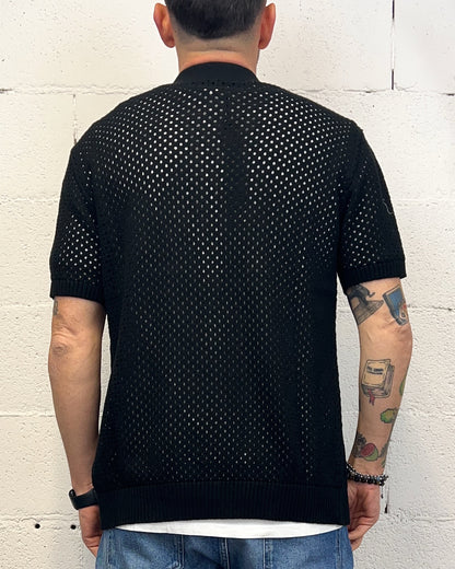 Polo Traforata Bottoni GIANNI LUPO Black