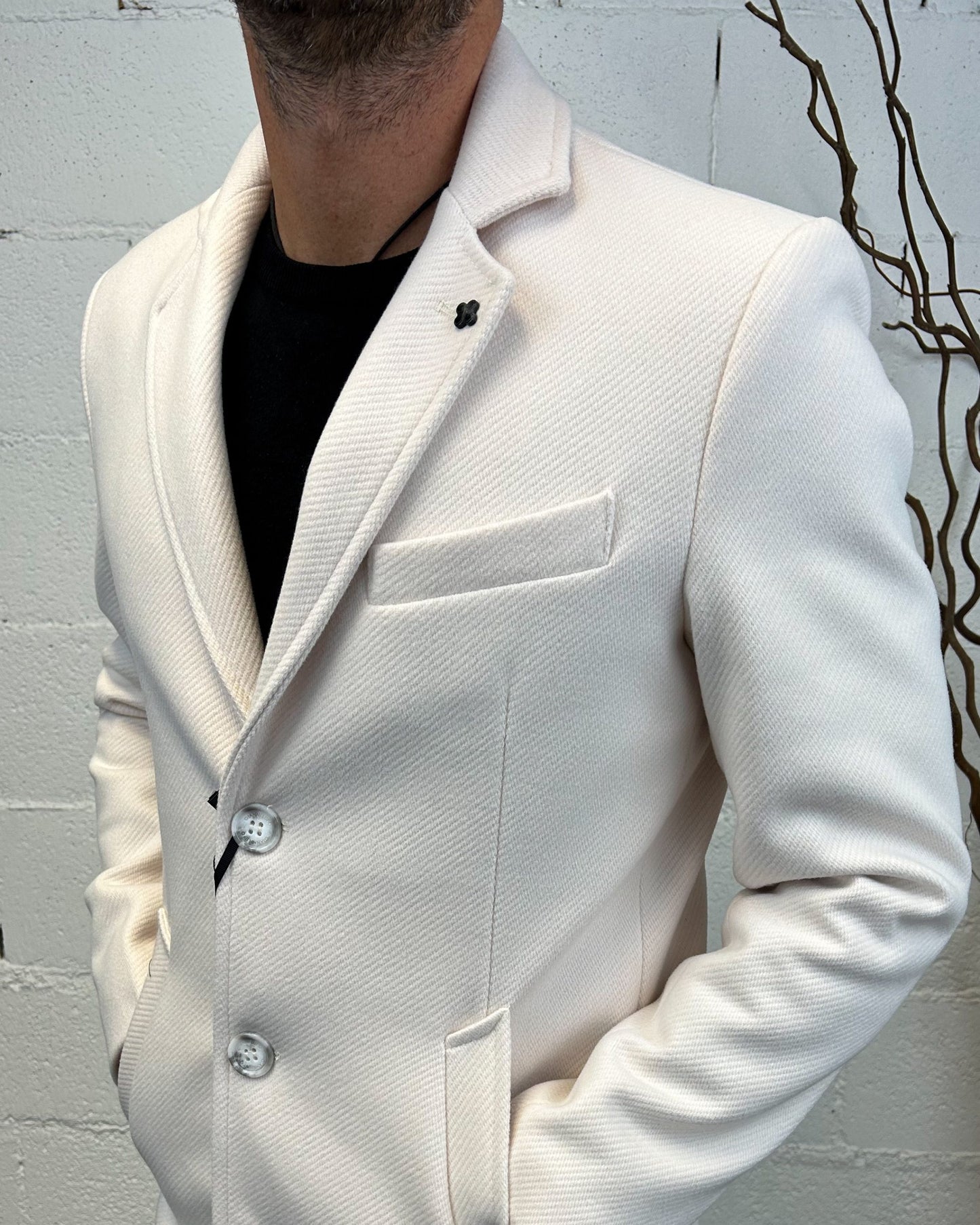 Cappotto GIANNI LUPO Panna Monopetto