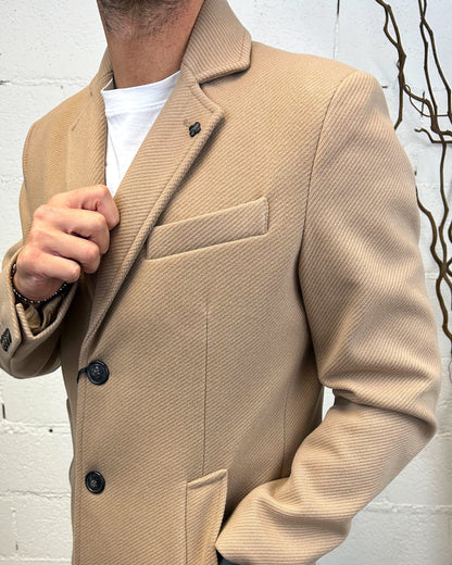 Cappotto GIANNI LUPO Camel Monopetto