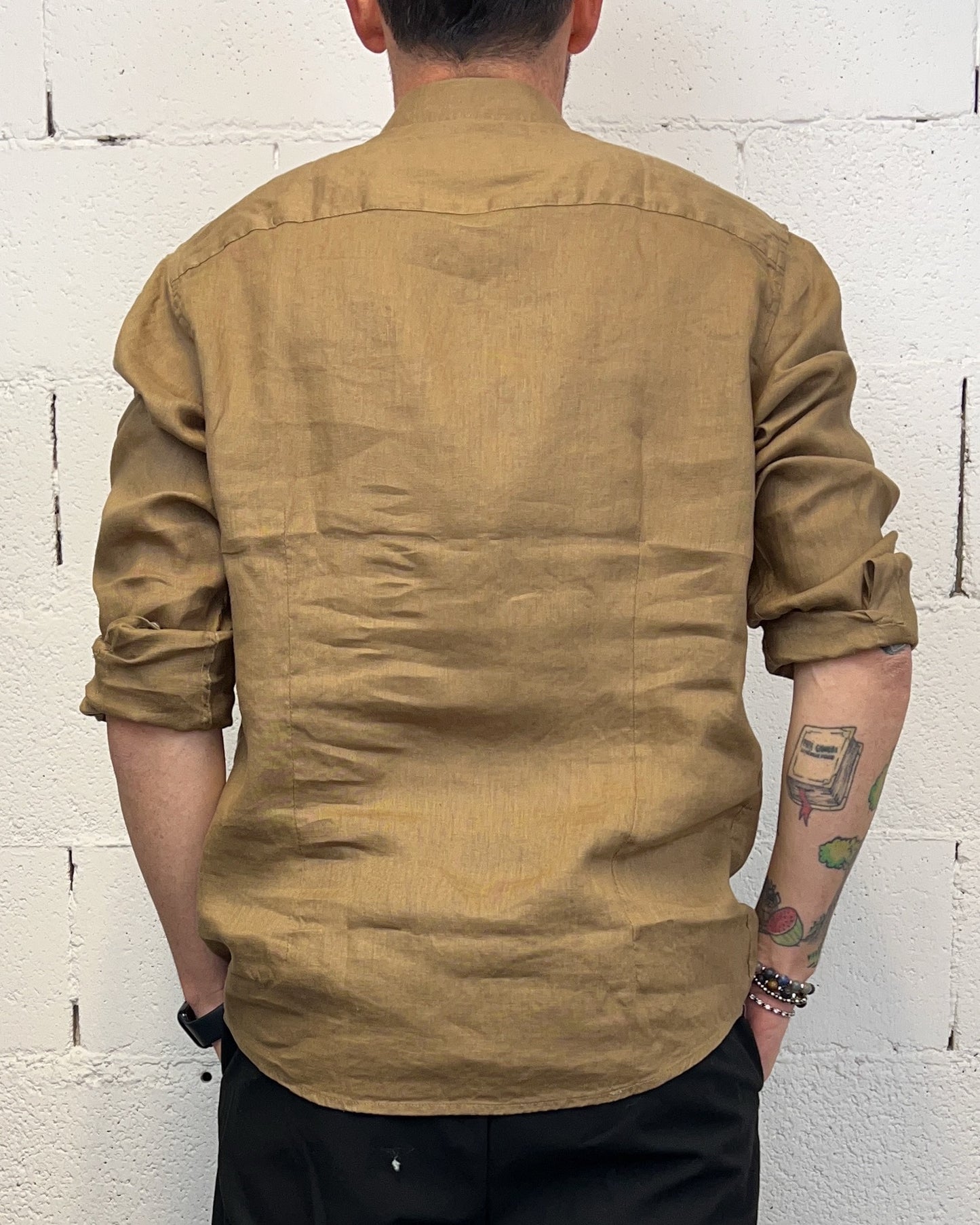Camicia Lino GIANNI LUPO Francese Camel